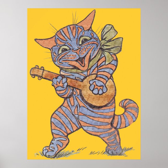 Vintage Musical Cat Poster Print (Vorne)