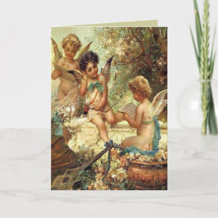 Vintage Musical Cherubs Card Feiertagskarte