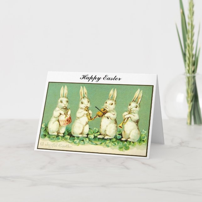 Vintage Musical Easter bunnies Feiertagskarte (Vorderseite)