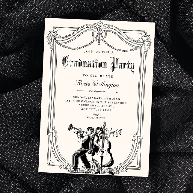 Vintage-Musik-Abschluss Einladung (Von Creator hochgeladen)