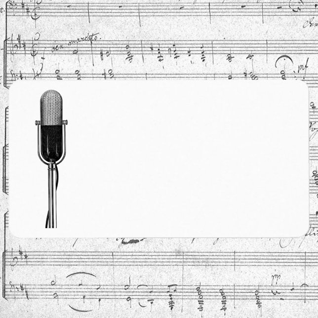 Vintage Musik, altmodisches Retro-Mikrofon Adressaufkleber (Von Creator hochgeladen)