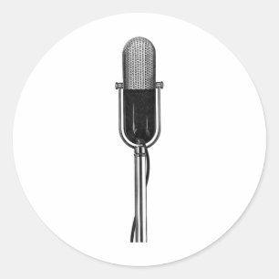 Vintage Musik, altmodisches Retro-Mikrofon Runder Aufkleber