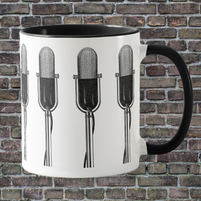Vintage Musik, altmodisches Retro-Mikrofon Tasse (Von Creator hochgeladen)