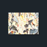 Vintage Musik, Art Deco Jazz, Rhapsody in Blue Leinwanddruck<br><div class="desc">Vintage Illustration Deko Musikdesign mit Rhapsody in Blue. Jazz und klassische Musiker mit Keyboards und anderen Musikinstrumenten.</div>