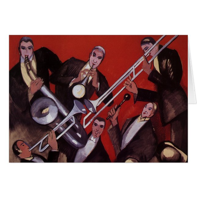 Vintage Musik, Art Deco Musical Jazz Band Jamming (Vorderseite (Horizontal))