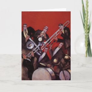 Vintage Musik, Art Deco Musical Jazz Band Jamming Karte