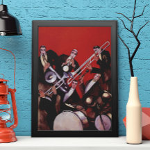 Vintage Musik, Art Deco Musical Jazz Band Jamming