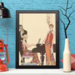 Vintage Musik, Art Deco Pianist Musiker Sänger Poster<br><div class="desc">Vintage Illustrationskunst Deko feines künstlerisches musikalisches Design mit einem Pianisten,  der Klavier spielt,  und einem Sänger,  der kurz davor ist,  mit Musik zu singen und aufzutreten. Die Frauen tragen ein klassisches 20er Jahre Flatterkleid in modischer Kleidung. Inkantation von George Barbier. 1922</div>