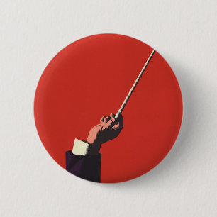Vintage-Musik, Dirigentenhand hält einen Taktstock Button