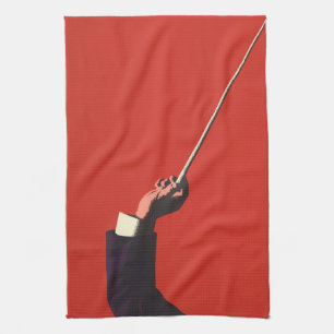 Vintage-Musik, Dirigentenhand hält einen Taktstock Geschirrtuch