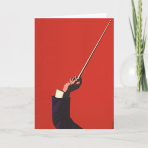 Vintage-Musik, Dirigentenhand hält einen Taktstock Karte