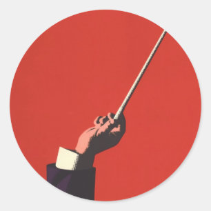 Vintage-Musik, Dirigentenhand hält einen Taktstock Runder Aufkleber