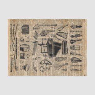 Vintage Musik-Instrument-Wörterbuch-Kunst Seidenpapier