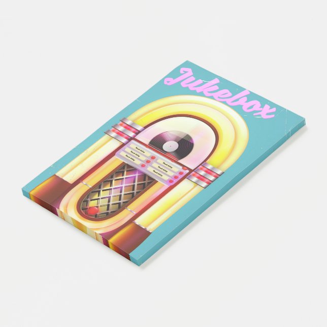 Vintage-Musik-Jukebox Post-it Klebezettel (angewinkelt)