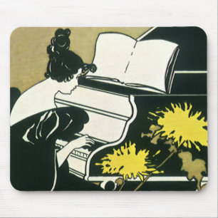 Vintage-Musik, Miss Traumerei spielt Klavier, Reed Mousepad