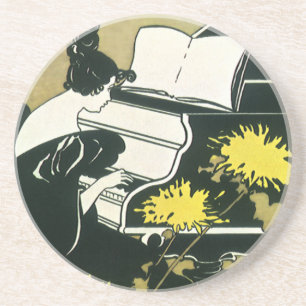 Vintage-Musik, Miss Traumerei spielt Klavier, Reed Sandstein Untersetzer