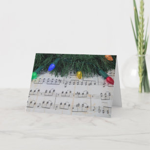 Vintage-Musik mit Weihnachtslichtern Feiertagskarte