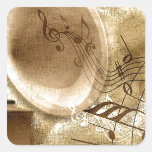 Vintage Musik Quadratischer Aufkleber