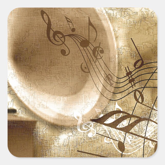 Vintage Musik Quadratischer Aufkleber (Vorderseite)
