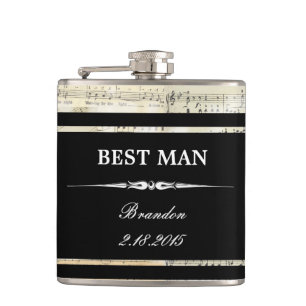 Vintage-Musik schwarz BEST MAN Hochzeitsflasche Flachmann