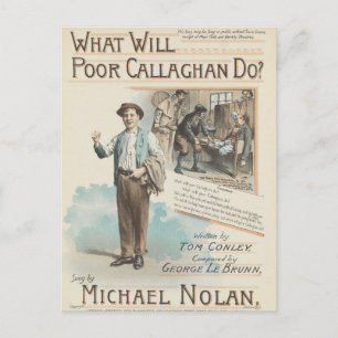 Vintage-Musik-Song-Sheet Poor Callaghan-Chor Postkarte