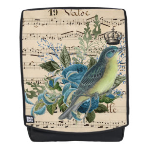 Vintage Musik und Blue Bird Rucksack