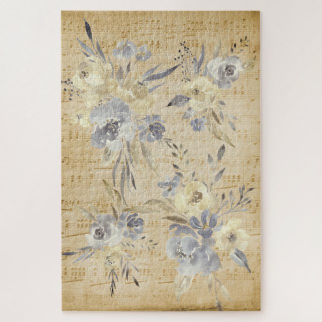 Vintage Musik und Blume Puzzle (Vertikal)