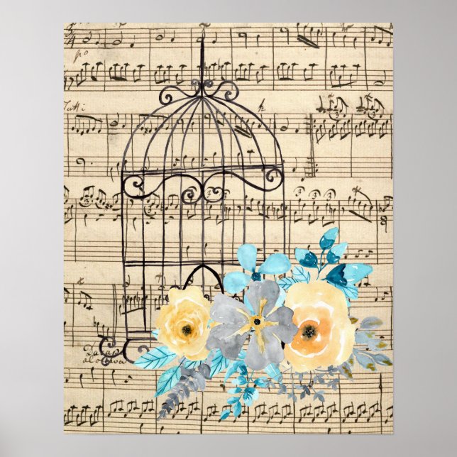 Vintage Musik und Geburtsstunde Poster (Vorne)