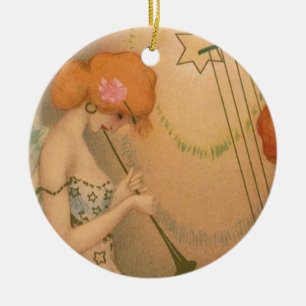 Vintage-Musik viktorianische Engel Musiker Flöte H Keramik Ornament