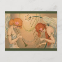 Vintage-Musik viktorianische Engel Musiker Flöte H