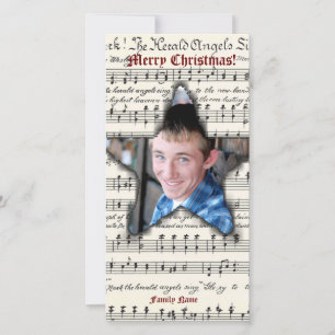 Vintage-Musik-Westernstern-Foto-Weihnachtskarte Feiertagskarte