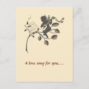 Vintage musikalische Engels-Silhouette Postkarte