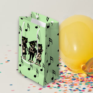 Vintage Musiker Black Cats Musiknoten Kleine Geschenktüte