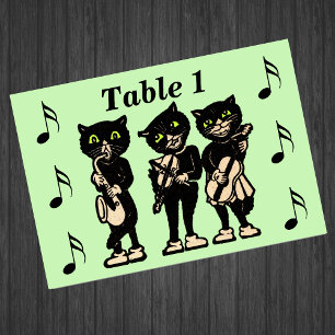 Vintage-Musiker Schwarze Katzen Musiknoten Tischnummer