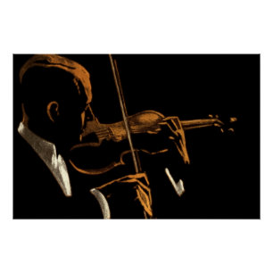 Vintage-Musiker, Violinist, der Violinmusik spielt Poster