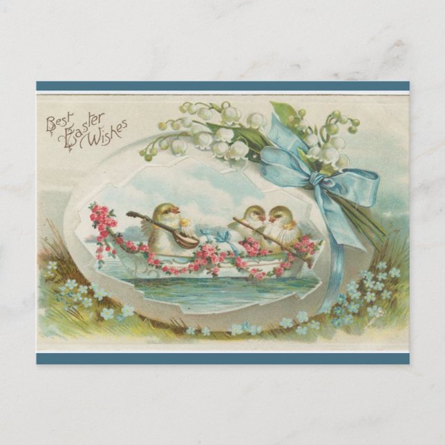 Vintage Musikhühner im Ei Ostern Postkarte (Vorderseite)