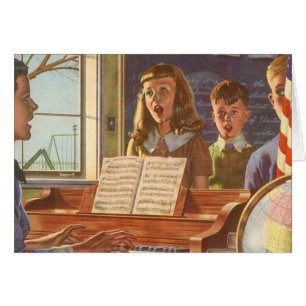 Vintage Musiklehrerin Unterricht Schüler/innen am