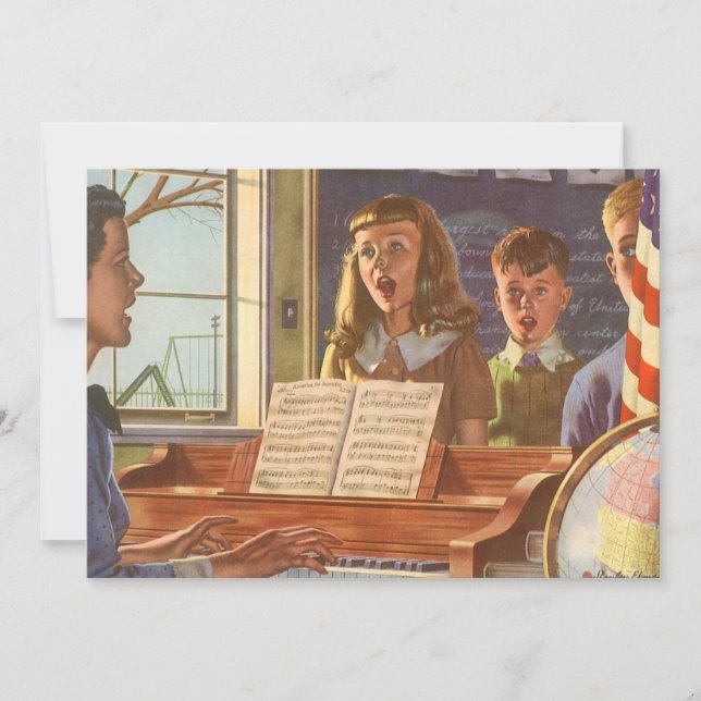 Vintage Musiklehrerin Unterricht Schüler/innen am  (Vorderseite)