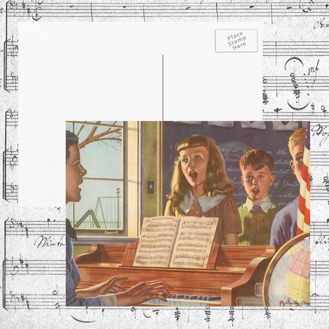 Vintage Musiklehrerin Unterricht Schüler/innen am  Postkarte (Von Creator hochgeladen)