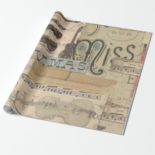 Vintage Musiknote Gitarre Geige Mustermusiker Geschenkpapier