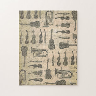 Vintage Musiknote Muster Gitarre Violin Tuba Puzzle