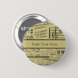 Vintage Musiknote Pattern Music Theme Musiker Button