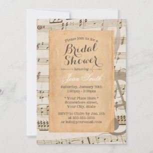 Vintage Musiknoten Elegantes Brautparty Einladung