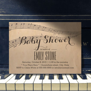 Vintage-Musiknoten-Musik-Baby-Party Einladung