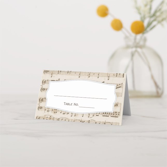 Vintage Musiknoten Musikalische Hochzeiten Platzka Platzkarte (Vorderseite)