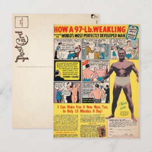 Vintage-Muskel-Comicbuch-Werbepostkarte Postkarte
