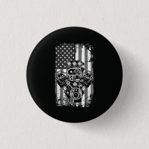 Vintage-Muskelauto-Kolben-Amerikanische-Flagge-Lus Button