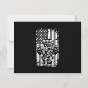 Vintage-Muskelauto-Kolben-Amerikanische-Flagge-Lus Dankeskarte