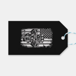 Vintage-Muskelauto-Kolben-Amerikanische-Flagge-Lus Geschenkanhänger