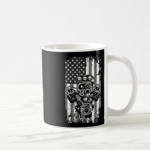 Vintage-Muskelauto-Kolben-Amerikanische-Flagge-Lus Kaffeetasse